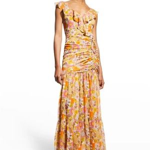 NWT Veronica Beard
Alannah Floral-Print Ruched Silk Maxi Dress